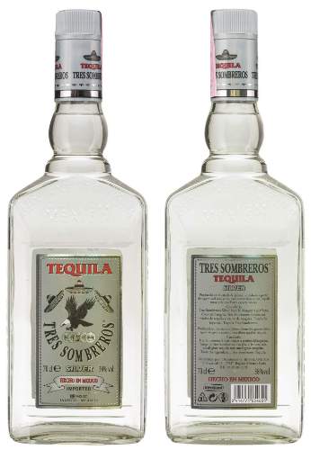 Picture of *TEQUILA TRES SOMBREROS SILVER 0,7L 162540246  BEVELAND 6/1 38%